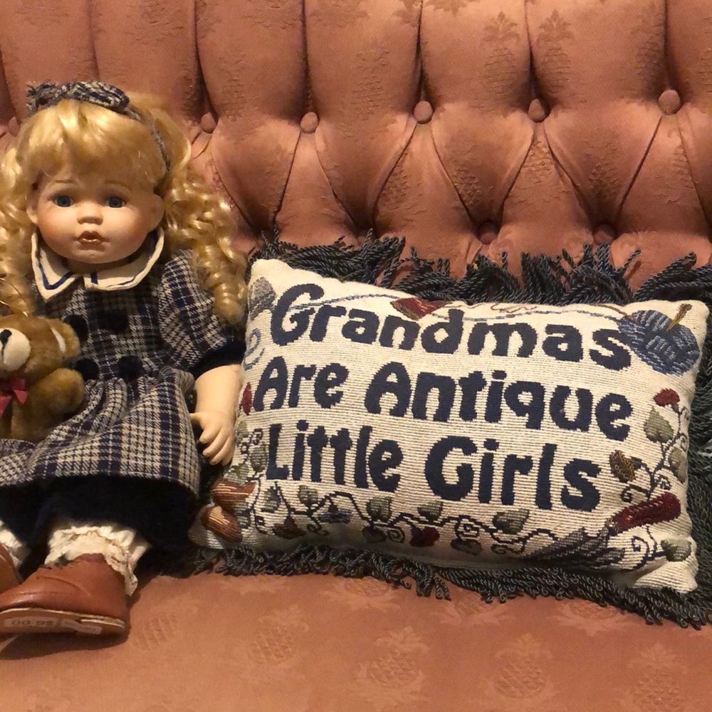 Grandmas Are Antique Little girls Tapestry Pillow